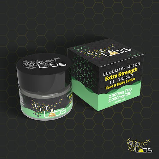 Lit Labs - Face and Body Lotion - 2,000 mg THC+CBD - Cucumber Melon - 1