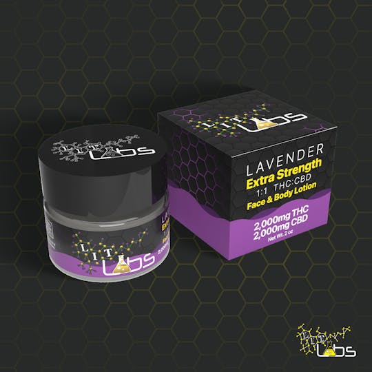 Lit Labs - Face and Body Lotion - 2,000mg THC+CBD - Lavender - 1