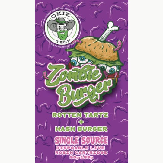 Okie TSGP - Zombie Burger - 90µ-159µ - 0.5g Disposable Live Rosin Cart - 1