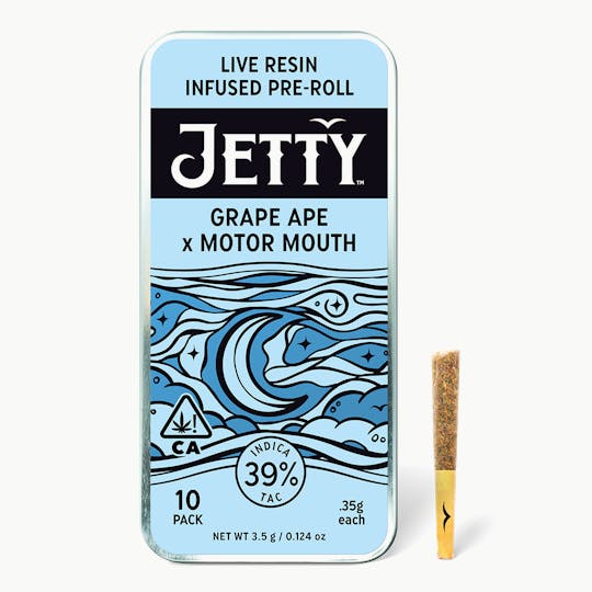 Jetty Extracts - Grape Ape x Motor Mouth Live Resin Infused Pre-Roll 10 Packs (3.5g) - 1