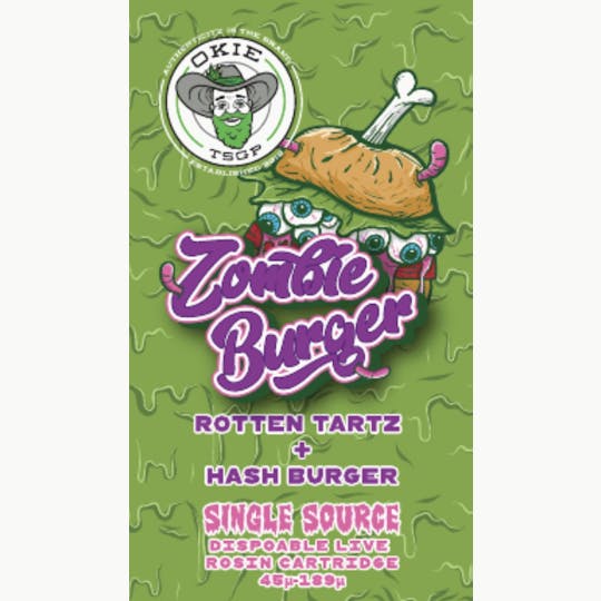 Okie TSGP - Zombie Burger - 45µ-189µ - 0.5g Disposable Live Rosin Cart - 1