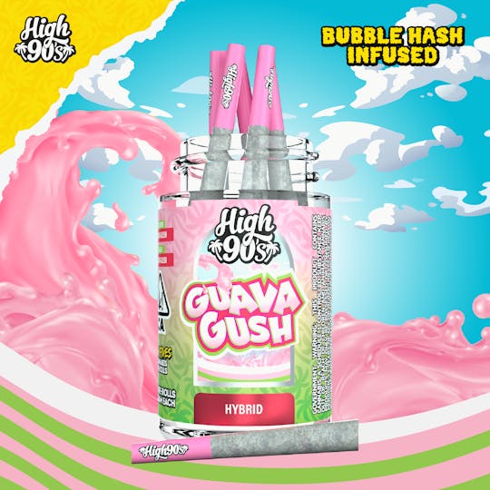 HIGH 90s - Guava Gush - 0.5g High Fives Bubble Hash Infused Pre-Rolls 5 Pack - 1
