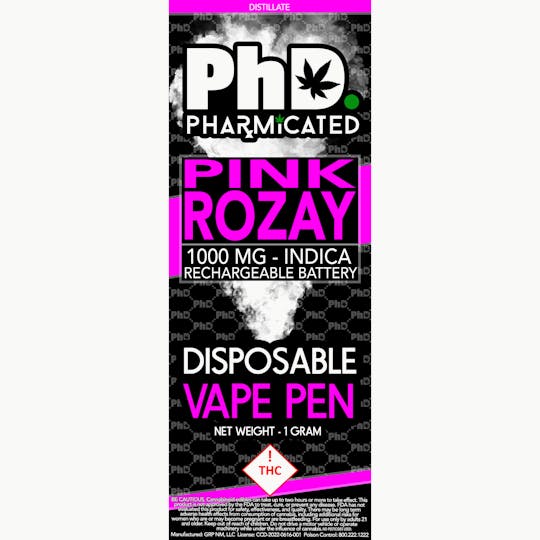 Pharmicated - PhD Disposable Vape Cart - 1000 mg - Pink Rozay (I) - 1