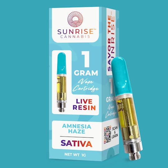 Sunrise - Amnesia Haze - 1g Live Resin Vape Cartridge - 1
