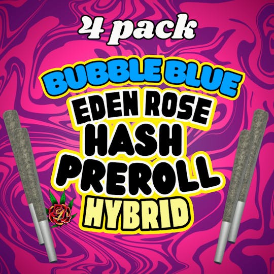 Eden Rose Processing - Eden Rose 4 pack Bubble Hash Infused Pre-rolls - Bubble Blue (Hybrid) - 1