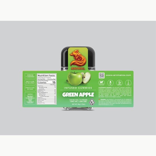 Animal - Green Apple Flavored Gummies - 10 x 10mg/gummy - 1