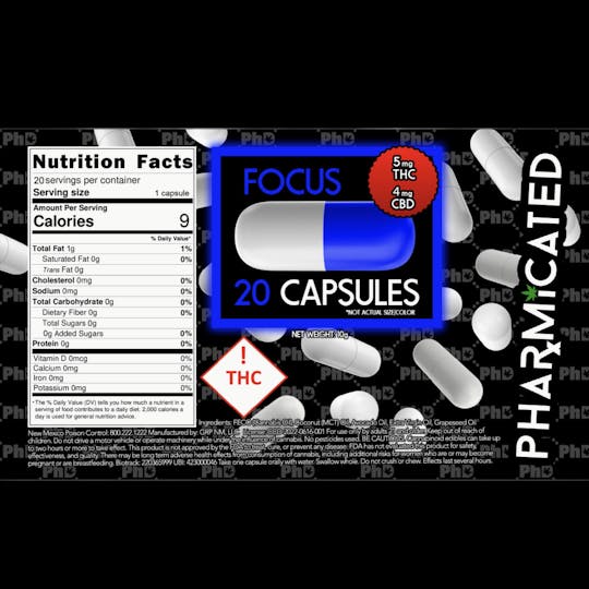 Pharmicated - PhD Focus Capsules - 100mg - 1