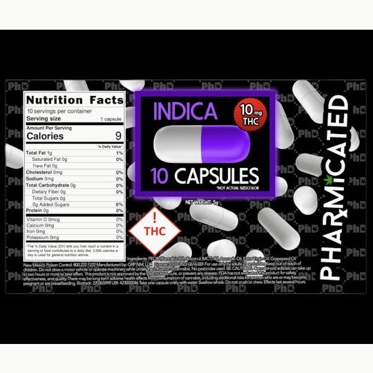Pharmicated - PhD Indica Capsules - 100mg - 1