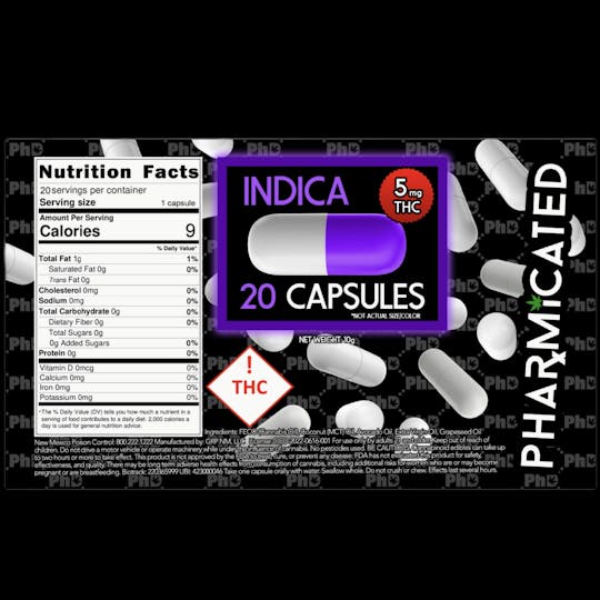 Pharmicated - PhD Indica Capsules - 100mg - 1