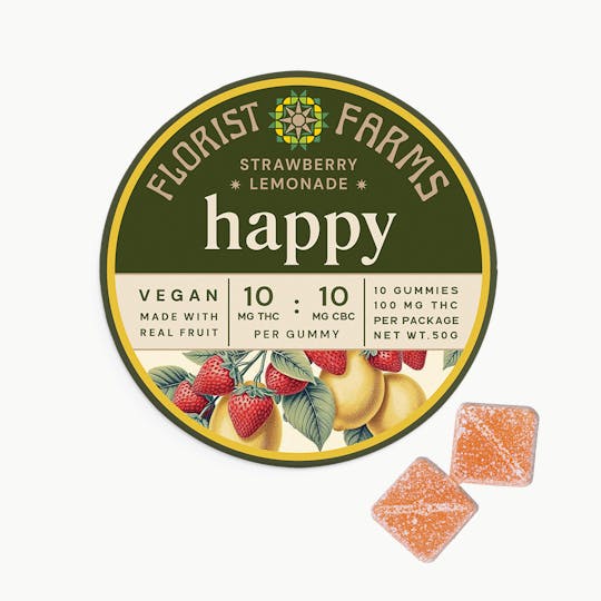Florist Farms - Happy | Strawberry Lemonade Gummies | 10pk - 1