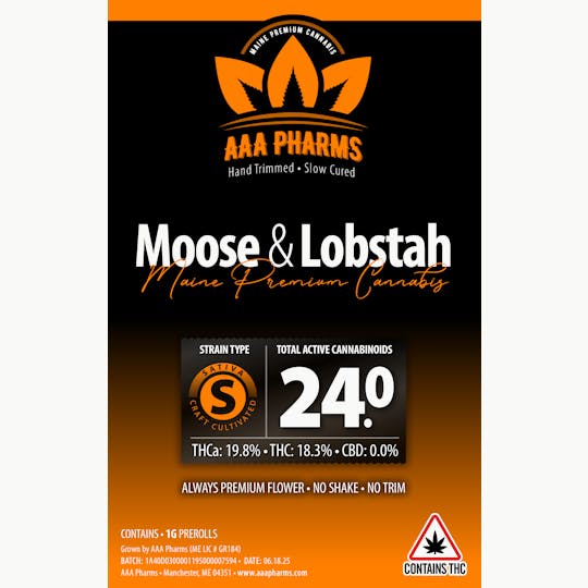AAA Pharms - Moose and Lobstah - 1g Pre Roll - 1