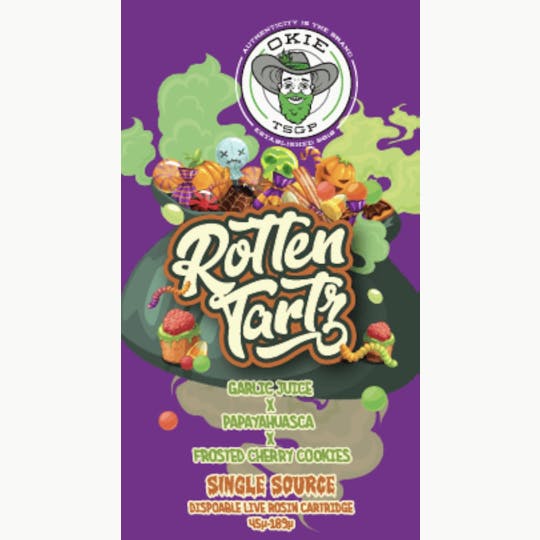 Okie TSGP - Rotten Tartz - 45µ-189µ - 0.5g Disposable Live Rosin Cart - 1