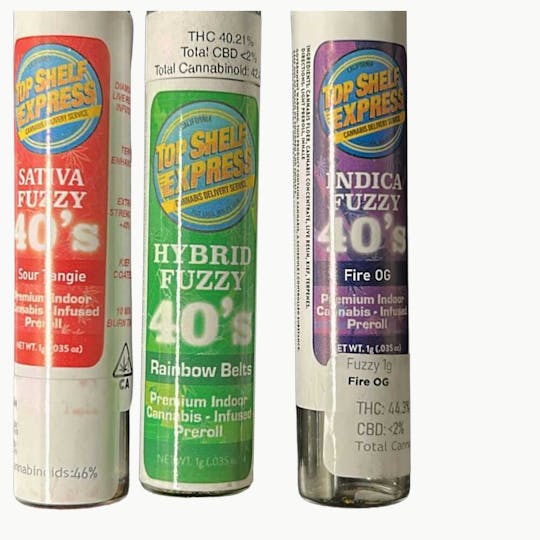 Top Shelf Express - Durban Poison Fuzzy 40s Premium Indoor Infused Preroll (1g) - 1