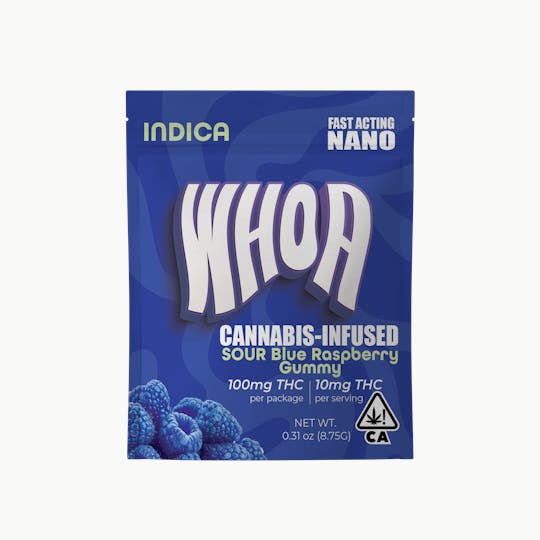 Whoa - WHOA Sour Blue Raspberry Gummy - Bite (100mg) - 1