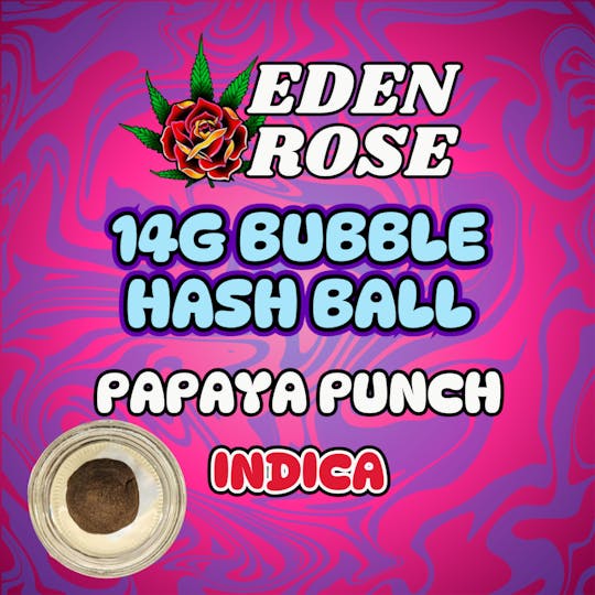 Eden Rose Processing - Eden Rose 14g Bubble Hash Ball - Papaya Punch (Indica) - 1