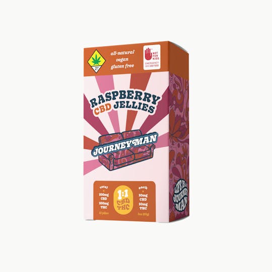Journeyman - 1:1 Raspberry CBD Jellies (100mg CBD/100mg THC) - 1