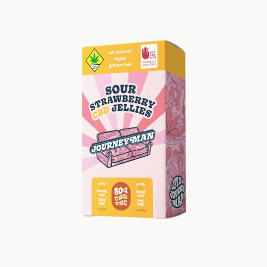 Journeyman - 50:1 Sour Strawberry CBD Jellies (500mg CBD/10mg THC) - 1