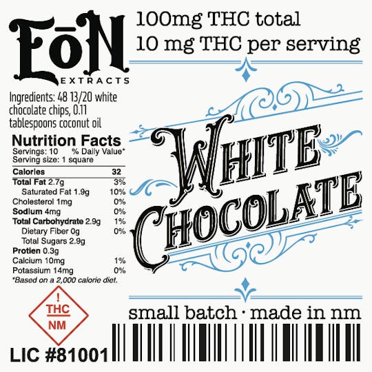 Eon Extracts - EoN- 100mg White Chocolate Bar - 1