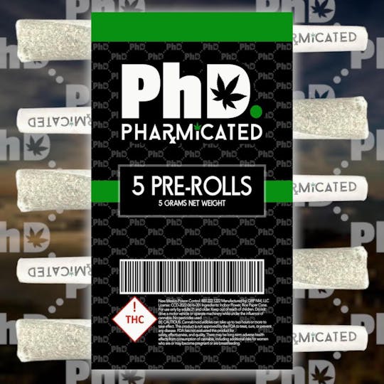 Pharmicated - PhD 5-1g Pre-Roll Box- Blueberry Space Cake (I) - 1