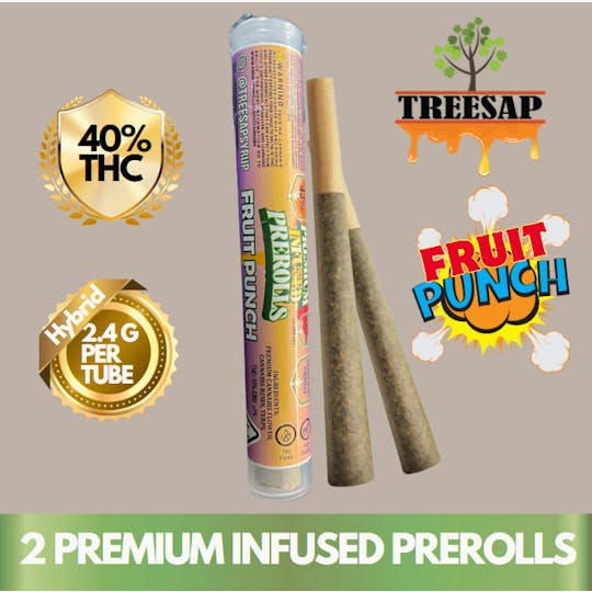 Treesap - CA - Treesap Infused Pre-Roll Fruit Punch - 2.4g Per Tube (Hybrid) - 1