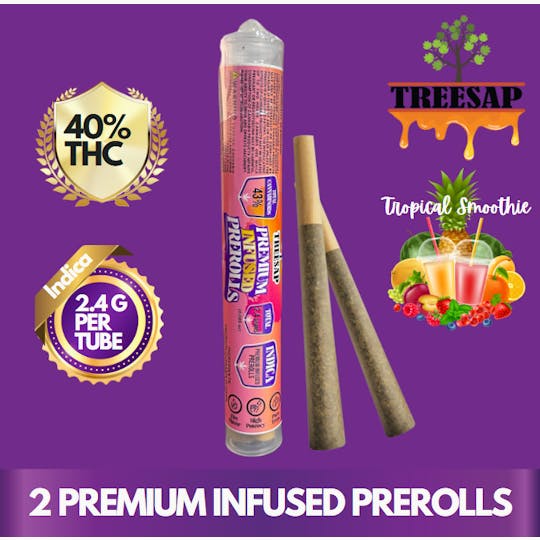 Treesap - CA - Treesap Infused Pre-Roll Tropical Smoothie - 2.4g Per Tube (Indica) - 1