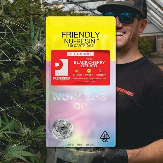 Friendly Brand - Preferred Gardens - Black Cherry Gelato 1g Nucleus Cured Resin 510 Cart - 1