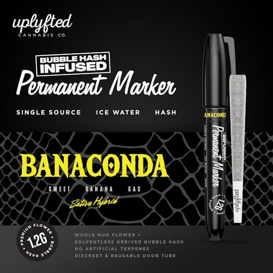 Uplyfted Cannabis Co - 1.2g Bubble Hash Infused Pre-Roll -Permanent Marker X Banaconda - 1