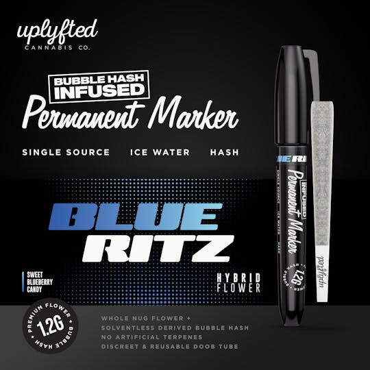 Uplyfted Cannabis Co - 1.2g Bubble Hash Infused Pre-Roll -Permanent Marker X Blue Ritz - 1