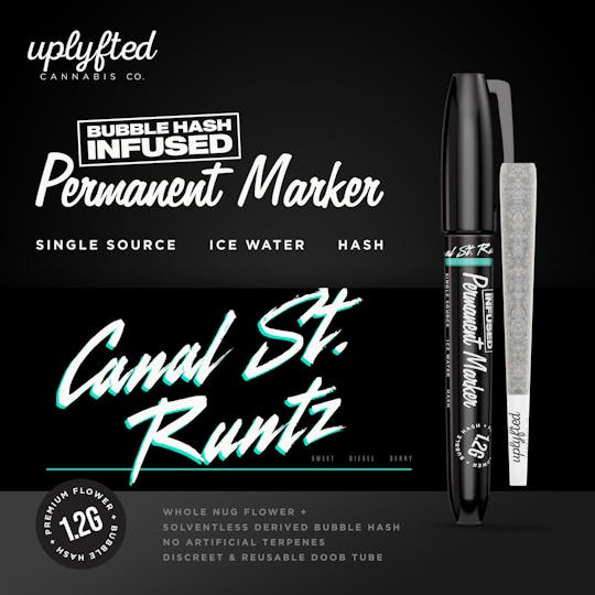 Uplyfted Cannabis Co - 1.2g Bubble Hash Infused Pre-Roll -Permanent Marker X Canal St. Runtz - 1