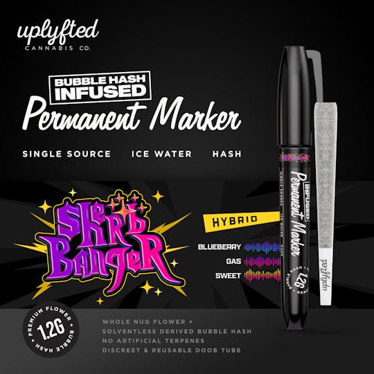 Uplyfted Cannabis Co - 1.2g Bubble Hash Infused Pre-Roll -Permanent Marker X Sherb Banger - 1