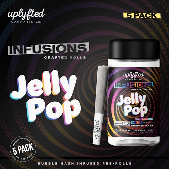 Uplyfted Cannabis Co - 2.5g- 5 Pack of 0.5g Bubble Hash Infused Pre-Rolls - Jelly Pop - 1