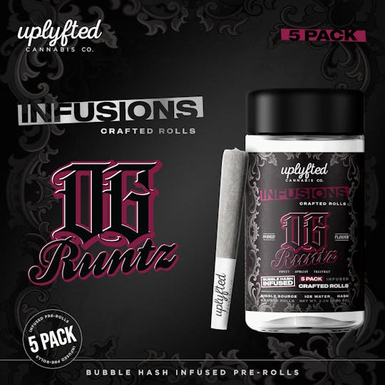 Uplyfted Cannabis Co - 2.5g- 5 Pack of 0.5g Bubble Hash Infused Pre-Rolls - OG Runtz - 1