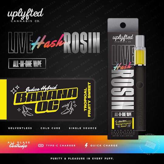Uplyfted Cannabis Co - Live Rosin .5g Disposable Vape - Banana OG - 1