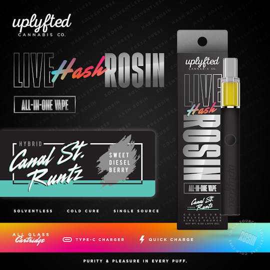 Uplyfted Cannabis Co - Live Rosin .5g Disposable Vape - Canal St. Runtz - 1