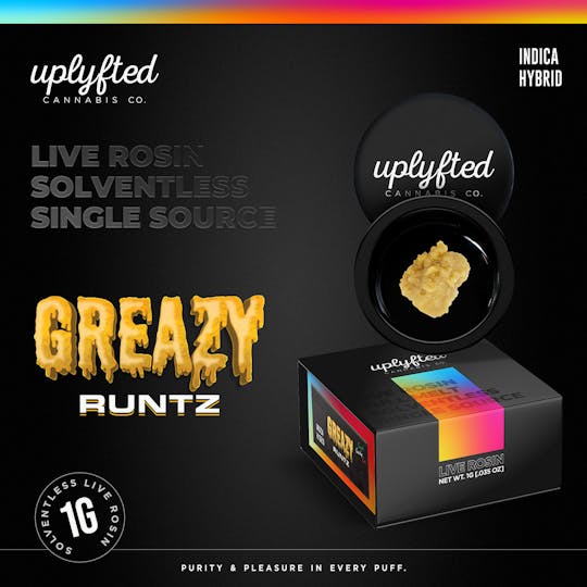 Uplyfted Cannabis Co - Live Rosin 90u - Greazy Runtz - 1