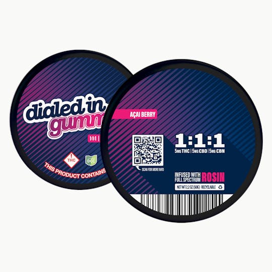 Dialed In Gummies - 1:1:1 THC+CBD+CBN Açai Berry Rosin Gummies | 100mg - 1