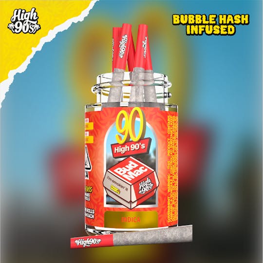 HIGH 90s - Bud Mac - 0.5g High Fives Bubble Hash Infused Pre-Rolls 5 Pack - 1