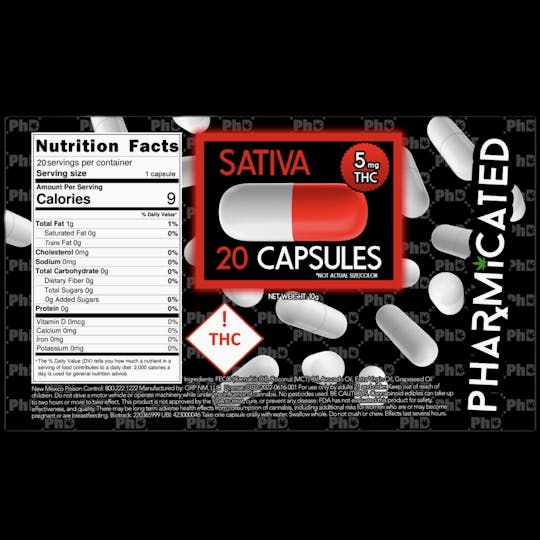 Pharmicated - PhD Sativa Capsules - 150mg - 1