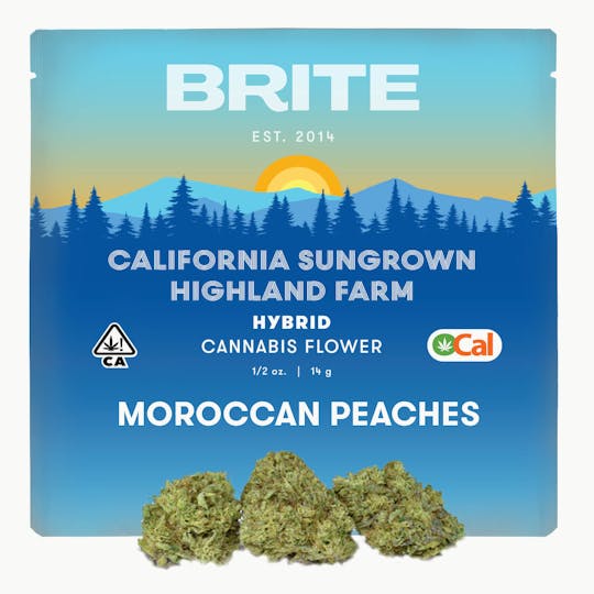 Brite Labs - BRITE Highland OCal Sun-Grown Flower (14g) - Hybrid - Moroccan Peaches - 1