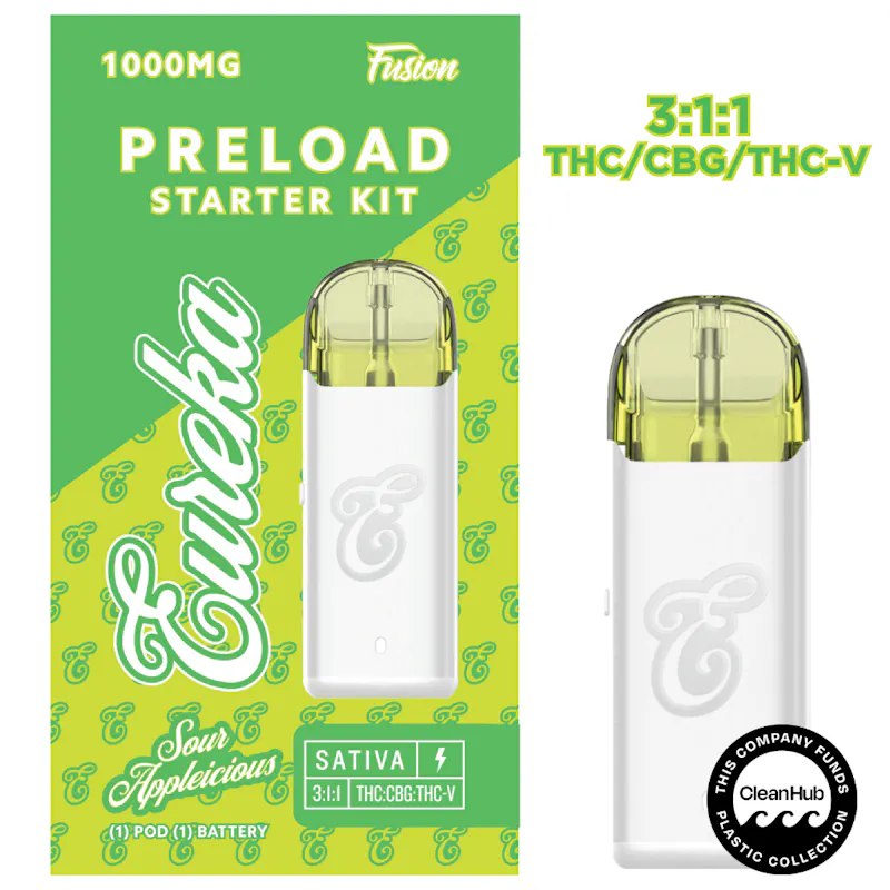 Eureka Preload Starter Kit - 1G Fusion - Sour Appleicious (3:1:1 Thc/Cbg/Thcv)