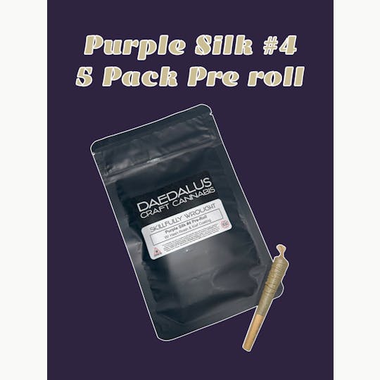 Daedalus Craft Cannabis - Purple Silk #4 Pre-Roll w/ Rosin & Kief Coating - 1 1/4s - 5 Pack - 1