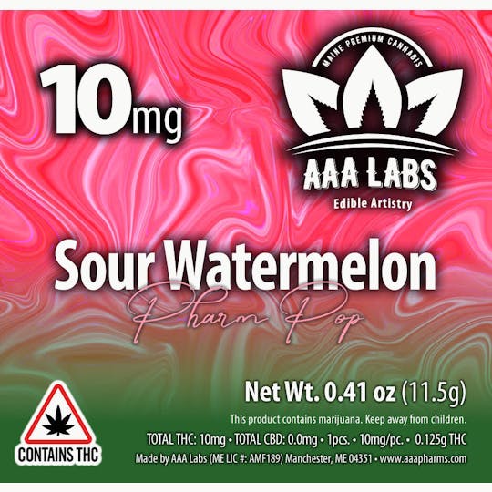 AAA Pharms - Sour Watermelon Pharm Pop - 10mg THC - 1