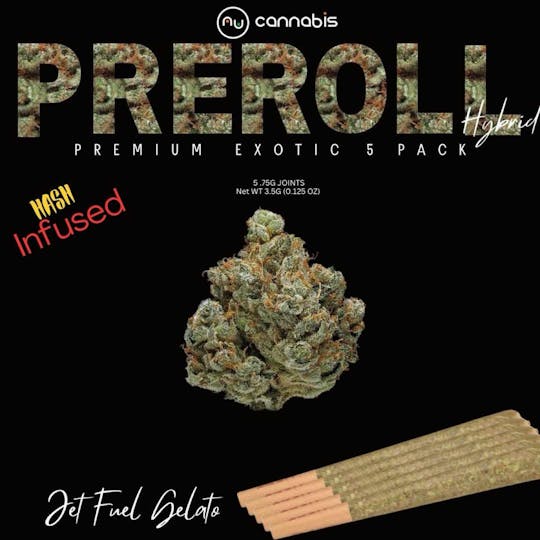 Nu Cannabis Brand - NuCannabis - Jet Fuel Gelato 5 pack - PRE ROLL INFUSED - 1