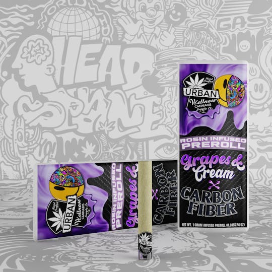 HeadSpace Alchemy - Rosin Infused Pre Roll - Grapes & Cream x Carbon Fiber - 1