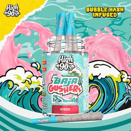 HIGH 90s - Baja Gusherz - 0.5g High Fives Bubble Hash Infused Pre-Rolls 5 Pack - 1