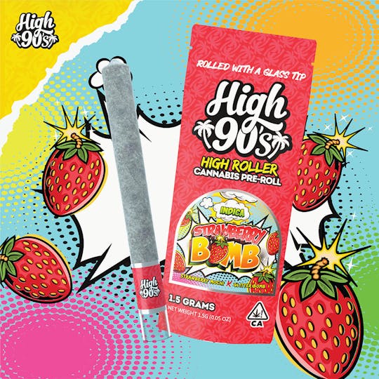 HIGH 90s - High 90s : Strawberry Bomb 1.5g High Roller Pre-Roll - 1