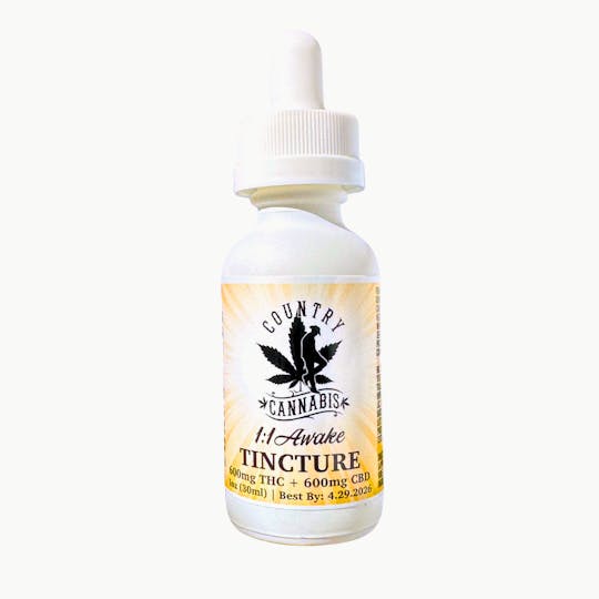 Country Cannabis - Awake Tincture | 30ML | (600MG THC + 600MG CBD) | 1:1 | Sugar-Free - 1