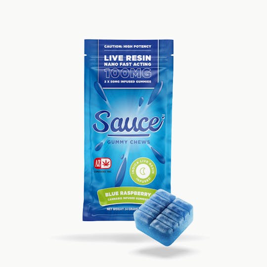 Sauce. - Sauce Gummy Chews - Blue Raspberry - 100MG Live Resin Edibles (AZ) - 1