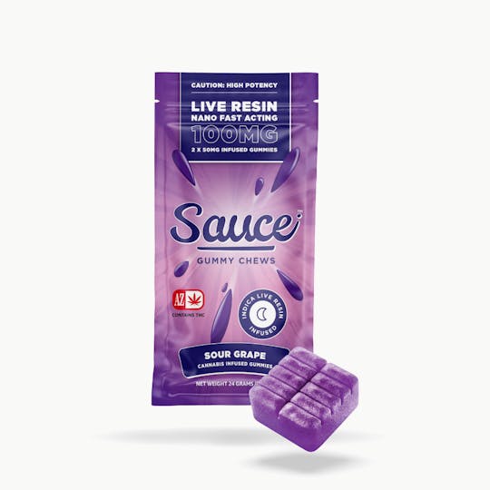 Sauce. - Sauce Gummy Chews - Sour Grape - 100MG Live Resin Edibles (AZ) - 1
