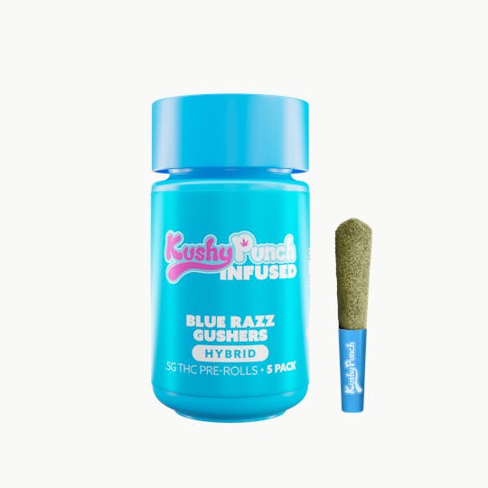Kushy Punch - 5PK Kushy Punch Infused .5g Liquid Diamond Prerolls - Blue Razz Gushers - 1